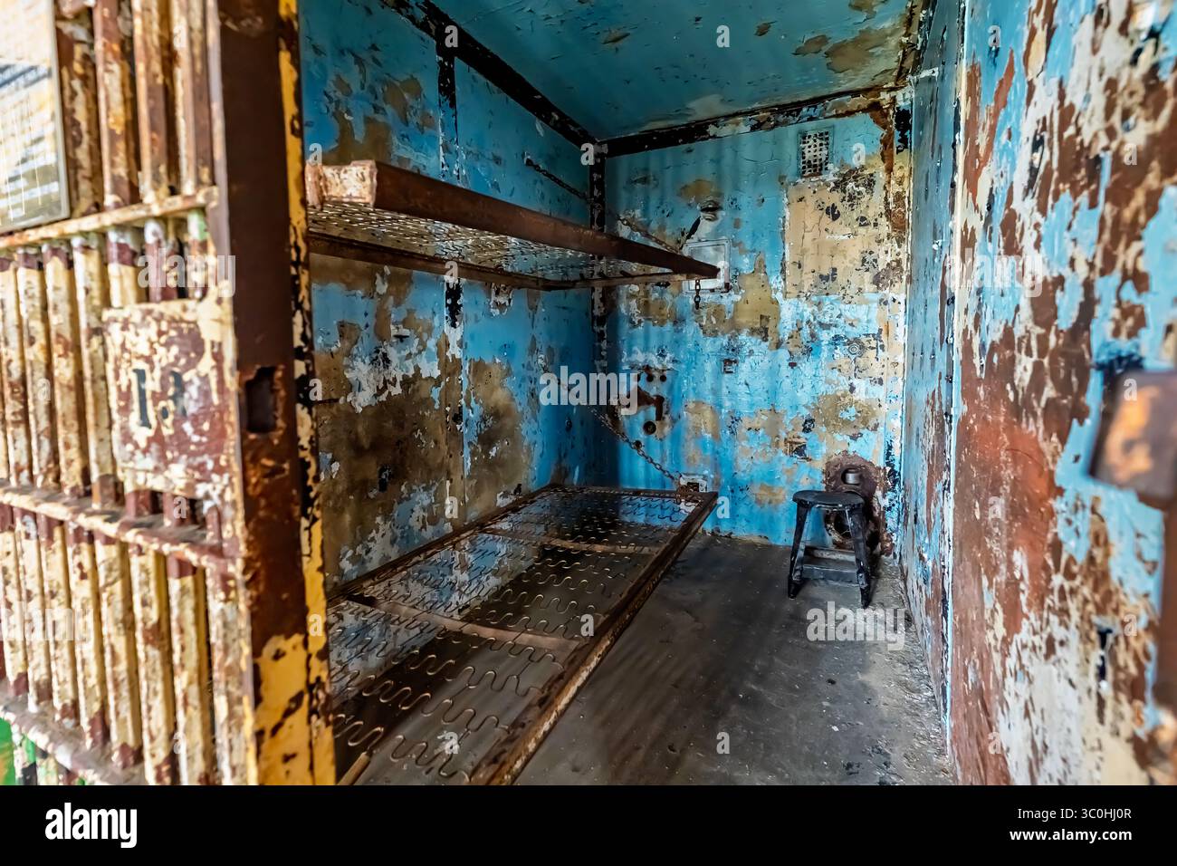 L'Ohio State Reformatory di Mansfield, Ohio, costruito tra il 1886 e il 1910, è una prigione storica famosa per il suo ruolo nella Shawshank Redemption ed è ora un'attrazione turistica. Foto Stock