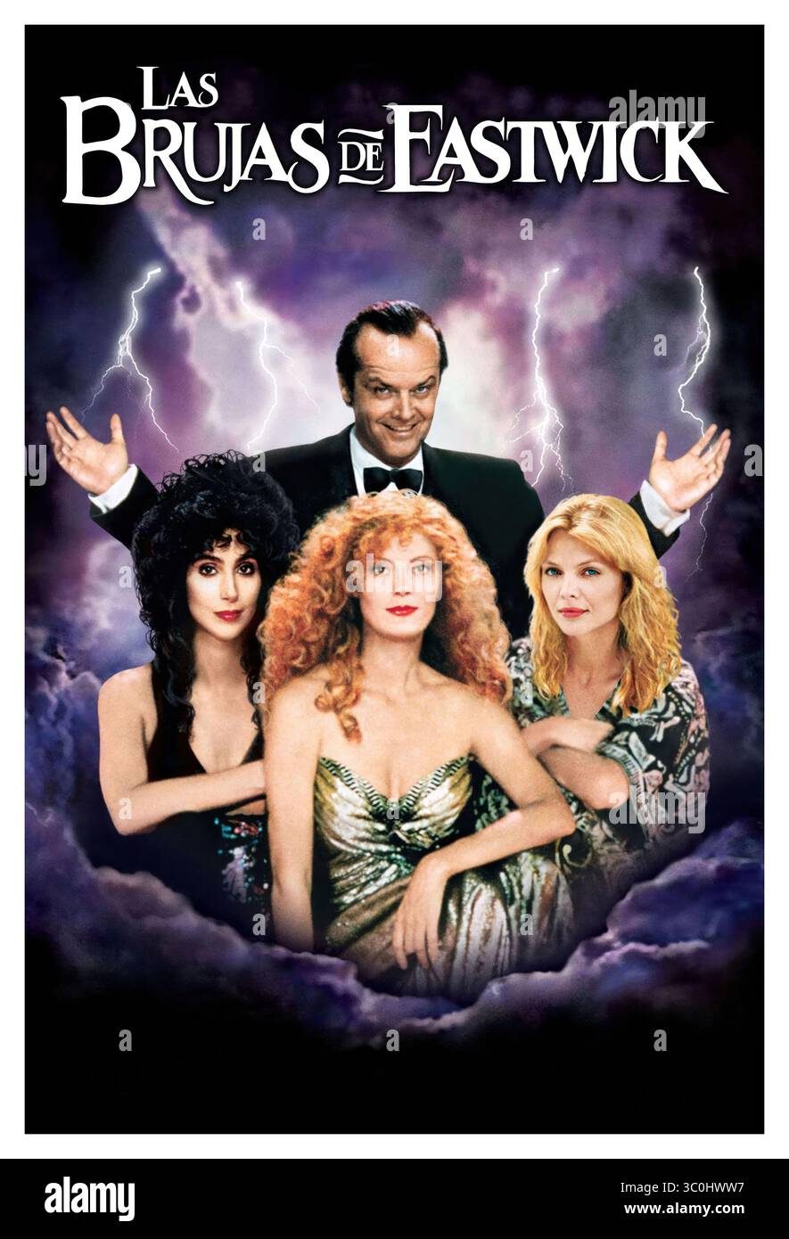 SUSAN SARANDON, MICHELLE PFEIFFER, JACK NICHOLSON E CHER NELLE STREGHE DI EASTWICK (1987), DIRETTO DA GEORGE MILLER. Credit: WARNER BROTHERS / Album Foto Stock