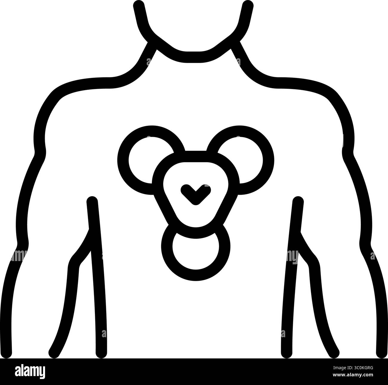 Monitoraggio ECG e della pressione sanguigna. Sistema di monitoraggio Holter che tiene traccia di un problema cardio. Registratore portatile Dynamic EKG. Icona contorno elettrocardiogramma su bianco b Illustrazione Vettoriale