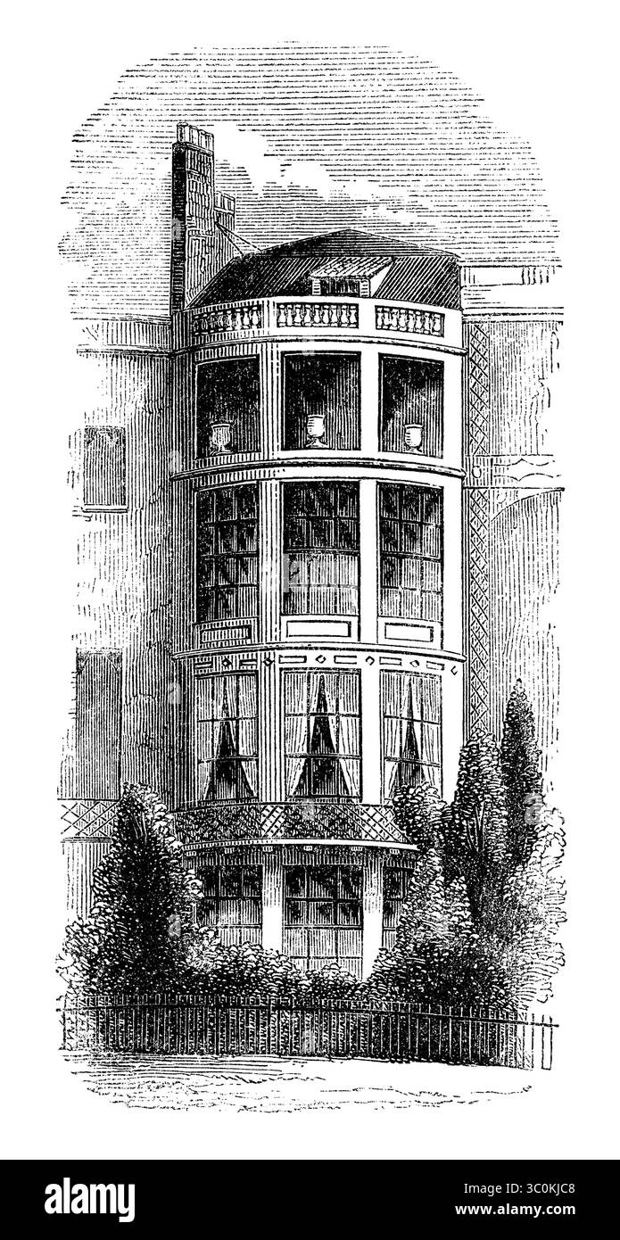 1854 incisione della casa del poeta Samuel Rogers a Londra. Foto Stock
