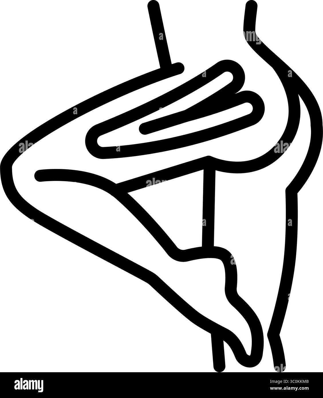 Icona strisce di nastro kinesio per articolazione anca. Articolazioni e legamenti di supporto. Nastro terapeutico elastico. Gonfiore muscolare e riduzione del dolore. Simbolo isolato Illustrazione Vettoriale