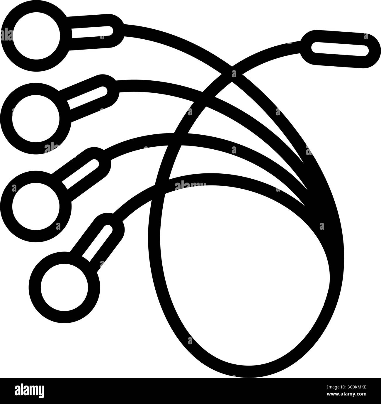 Cavo del sistema ECG Holter. Filo a scatto EKG per monitor Holter. Icona del contorno del dispositivo elettronico per la misurazione della frequenza cardiaca. Illustrazione del simbolo isolato vettore. Illustrazione Vettoriale