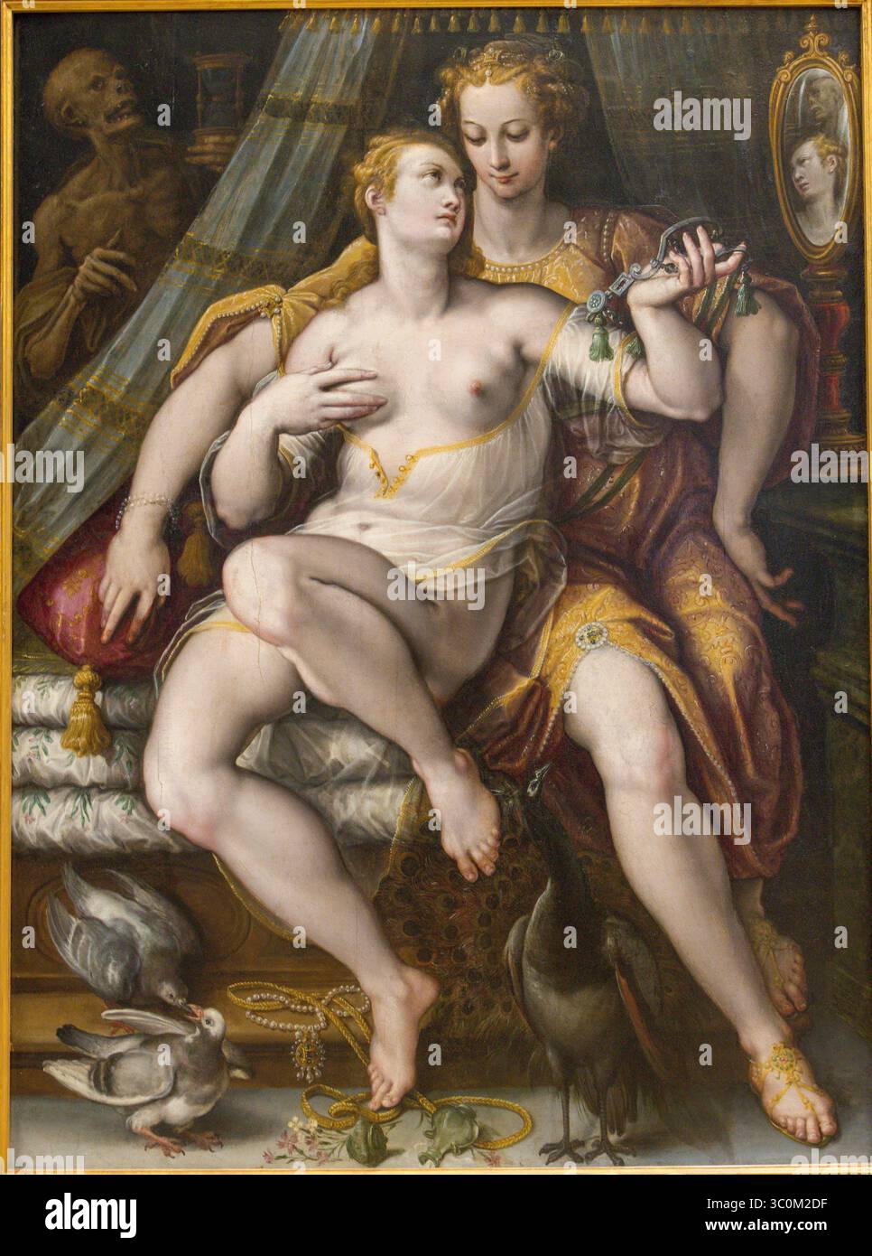 Jan van der Straet, vanità, moderazione (o modestia) e morte, olio su tavola, 1569, Museo del Louvre, Parigi, Francia Foto Stock