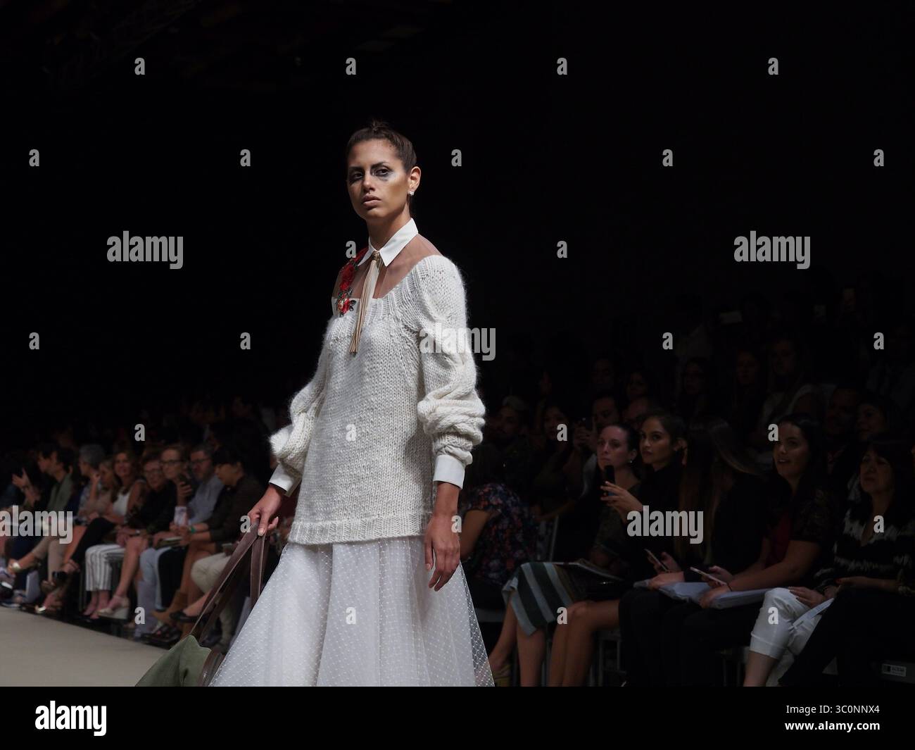 26 aprile 2017 - Lima, Lima, Perù - Un abito della collezione della designer Angie Schlegel nel festival Lima Fashion Week 2017 (LIFWEEK 2017). L'evento mostra i migliori designer peruviani per la stagione autunno-inverno 2017 dal 25 al 28 aprile presso il Centro Congressi di Lima. (Immagine di credito: © Carlos Garcia Granthon/ZUMA Wire) Foto Stock