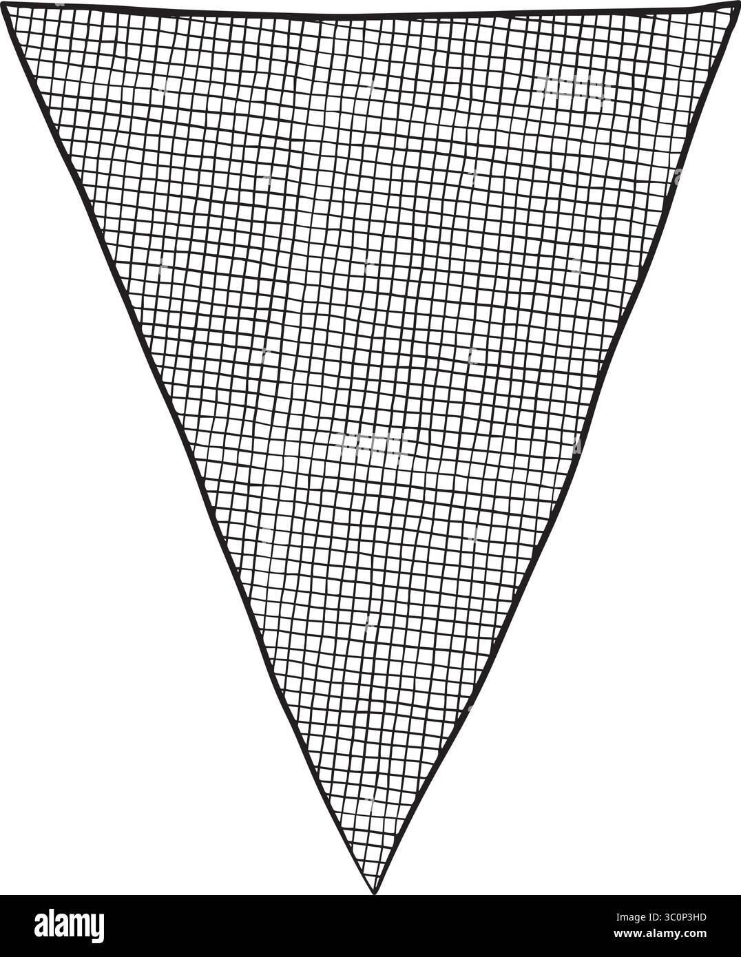 Un design a rete triangolare splendidamente disegnato a mano, perfetto per vari sfondi o applicazioni creative. Grafica vettoriale in bianco e nero disegnata a mano nella line art Illustrazione Vettoriale