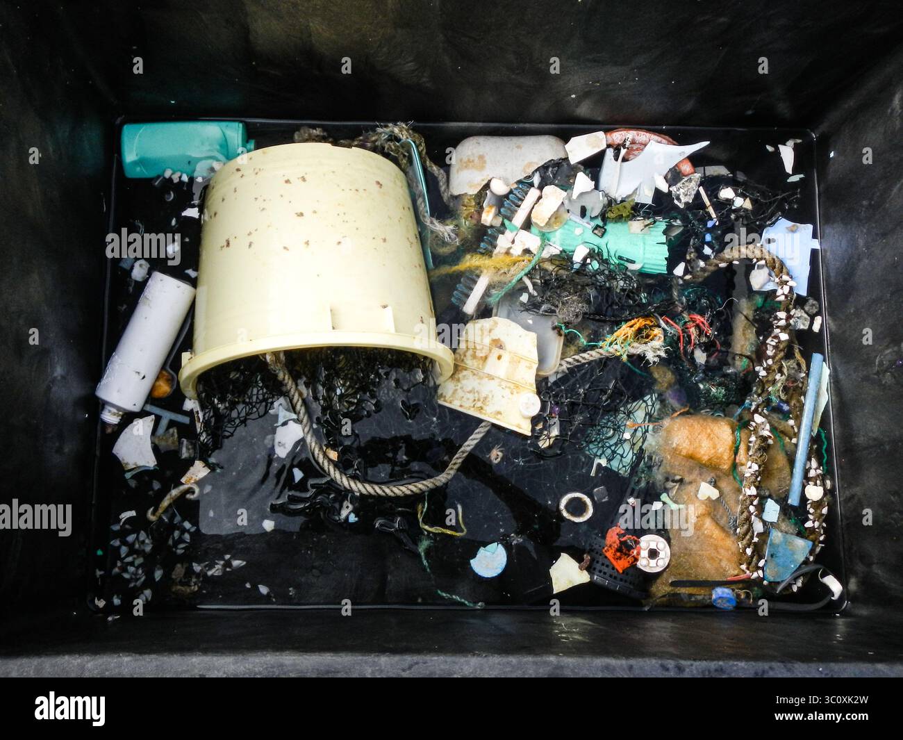 1 agosto 2015 - Oceano Pacifico, Stati Uniti - campioni di plastica prelevati dalla Great Pacific Garbage Patch. Si trova nel North Pacific Gyre, tra le Hawaii e la California. (Immagine di credito: © The Ocean Cleanup/ZUMA Wire) Foto Stock