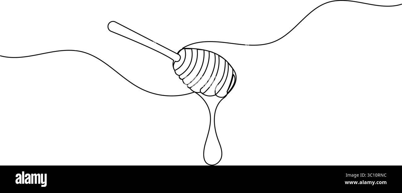Il disegno continuo di una linea del penetratore miele isola l'illustrazione vettoriale del contorno Illustrazione Vettoriale