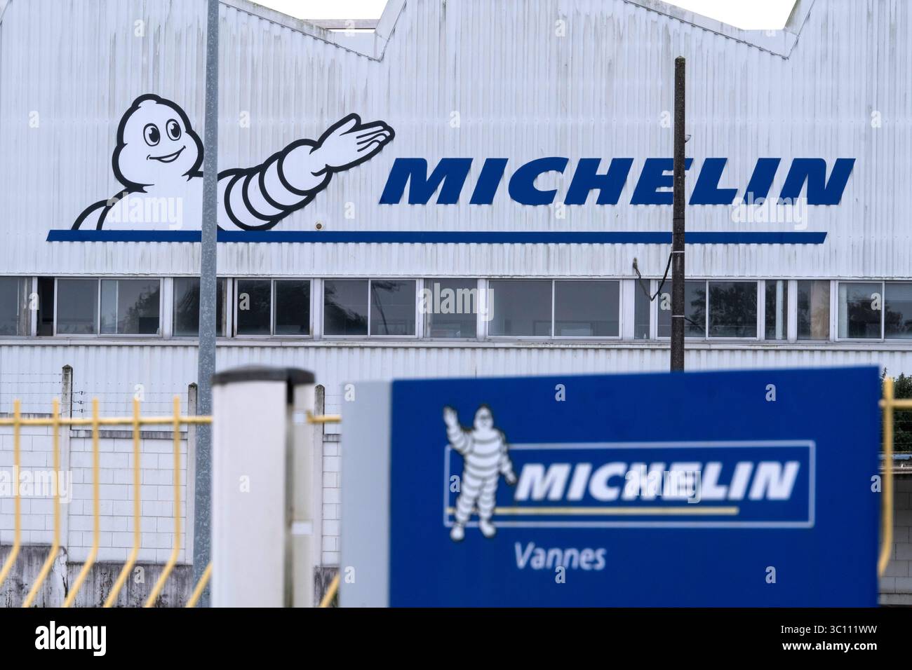 Sito della produzione Michelin a Vannes (Bretagna, Francia nord-occidentale). Il gruppo Michelin ha annunciato la chiusura del suo pla Vannes e Cholet Foto Stock