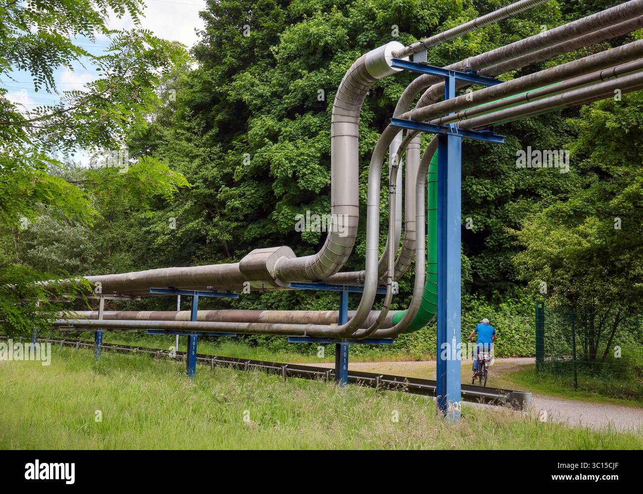 Bottrop, Renania settentrionale-Vestfalia, Germania – linee di trasmissione della Ruhr OEL GmbH (BP Gelsenkirchen). Presso l'azienda di serbatoi Bottrop, prodotto petrolifero raffinato Foto Stock
