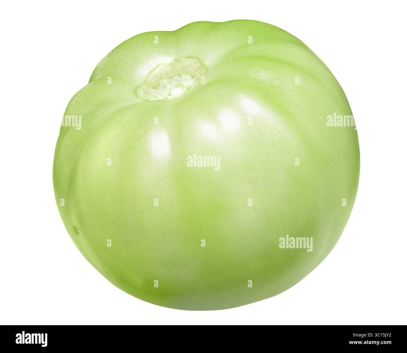 Verde (pomodoro Solanum lycopersicum frutta), leggermente orlate, senza sepalo Foto Stock