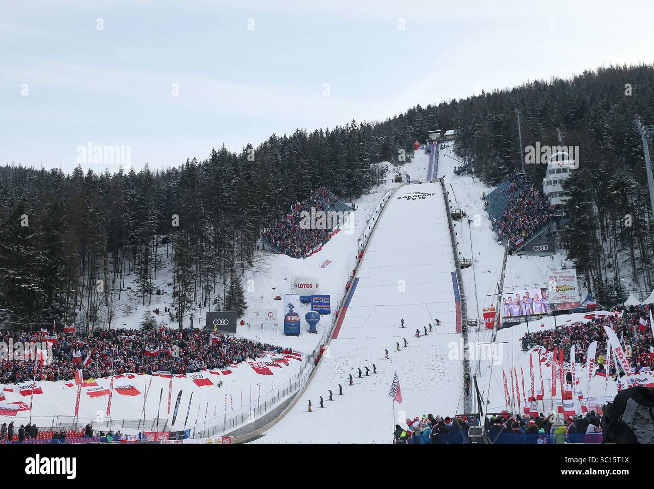 19 gennaio 2019 - Zakopane, Polonia - tifosi polacchi durante la gara a squadre della Coppa del mondo di salto con gli sci FIS a Zakopane. (Immagine di credito: © Damian Klamka/ZUMA Wire) Foto Stock