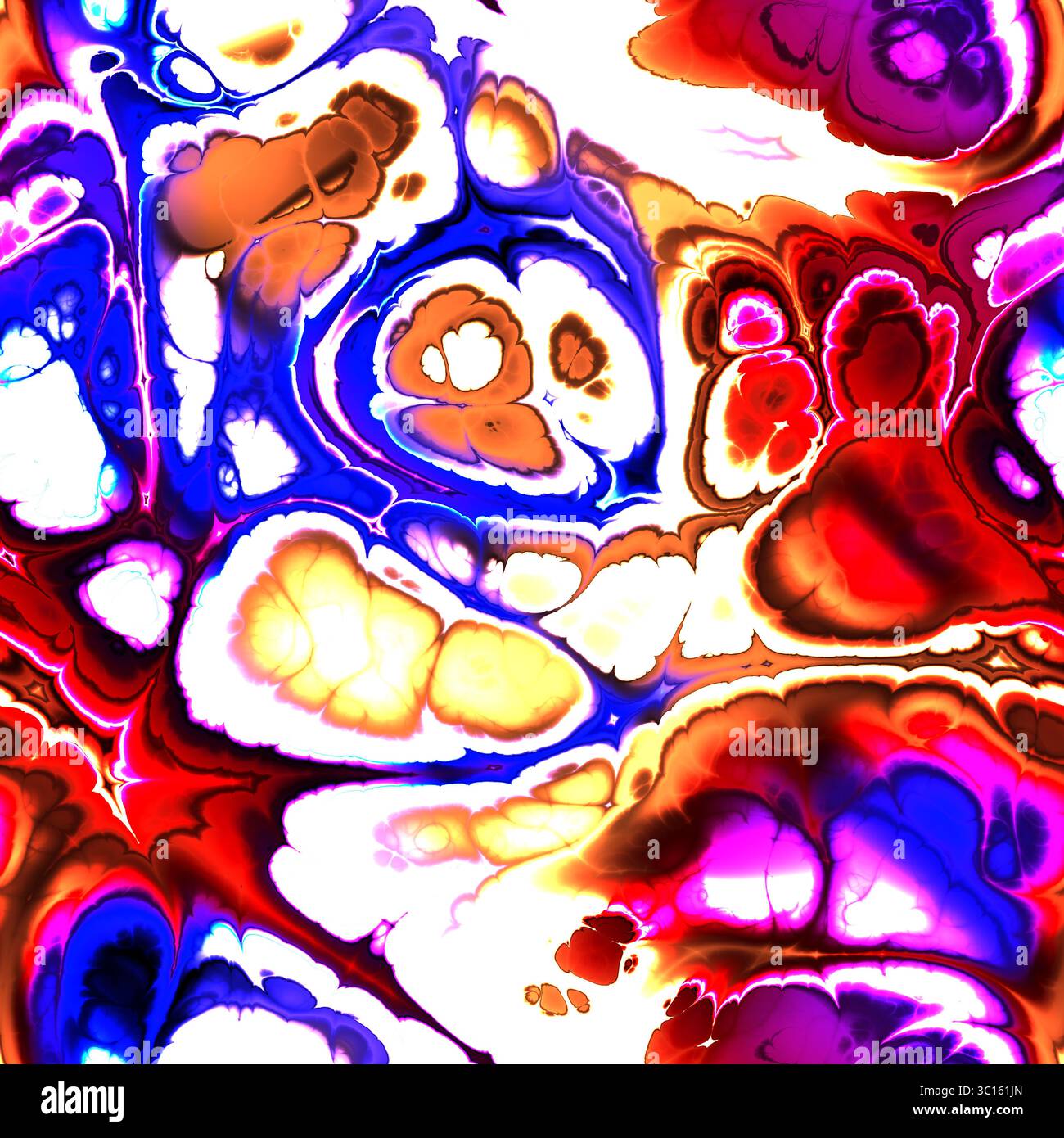Texture di vernice in marmo liquido astratto in grassetto rosso, blu, giallo per il design artistico e psichedelico Foto Stock