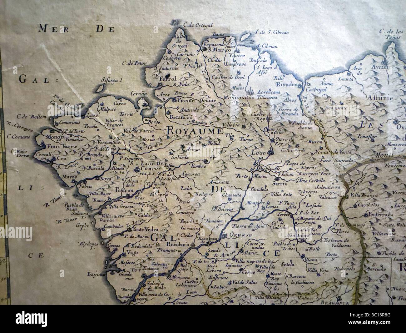 Vecchio Regno di Galizia mappa in Parador de Ferrol, Ferrol, Galizia, Spagna - Immagine stock catturata con smartphone