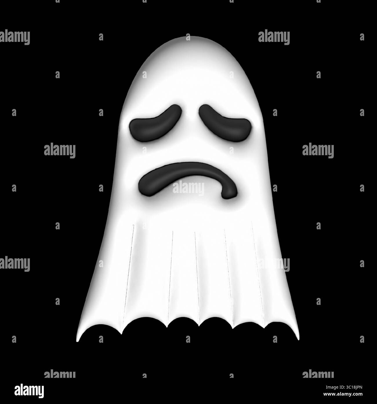 Emoji fantasma triste con sfondo nero Illustrazione Vettoriale