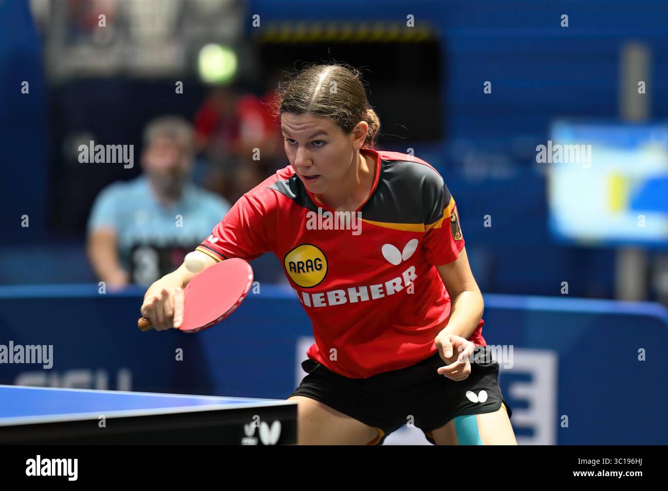 Essen, Germania. 22 luglio 2025. Rhine-Ruhr 2025 FISU Games - Tischtennis am 22.07.2025 in der Messe Essen in Essen Damen Einzel: Lea Lachenmayer ( GER ) foto: Revierfoto Credit: ddp media GmbH/Alamy Live News Foto Stock
