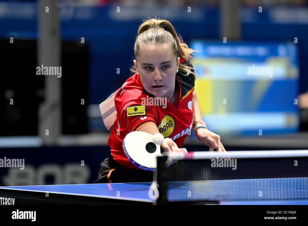 Essen, Germania. 22 luglio 2025. Rhine-Ruhr 2025 FISU Games - Tischtennis am 22.07.2025 in der Messe Essen in Essen Damen Einzel: Sophia Klee ( GER ) foto: Revierfoto crediti: ddp media GmbH/Alamy Live News Foto Stock