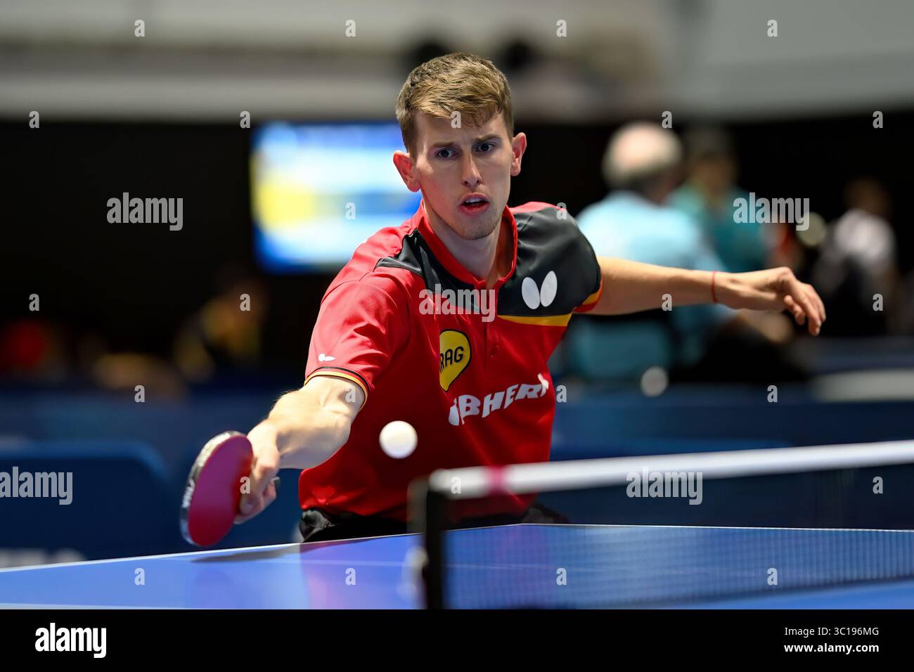 Essen, Germania. 22 luglio 2025. Rhine-Ruhr 2025 FISU Games - Tischtennis am 22.07.2025 in der Messe Essen in Essen Herren Einzel: Benno Ohme ( GER ) foto: Revierfoto crediti: ddp media GmbH/Alamy Live News Foto Stock