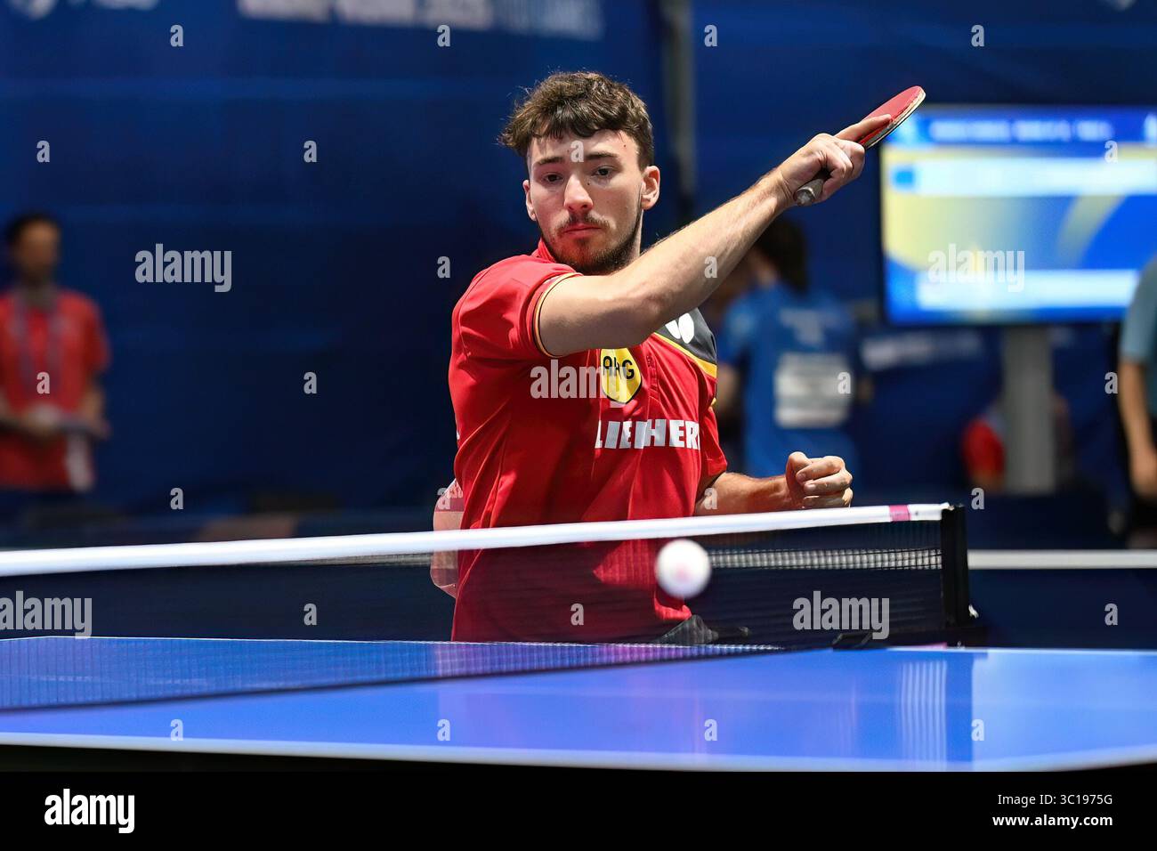 Essen, Germania. 22 luglio 2025. Rhine-Ruhr 2025 FISU Games - Tischtennis am 22.07.2025 in der Messe Essen in Essen Herren Einzel: Matthias Danzer ( GER ) foto: Revierfoto crediti: ddp media GmbH/Alamy Live News Foto Stock