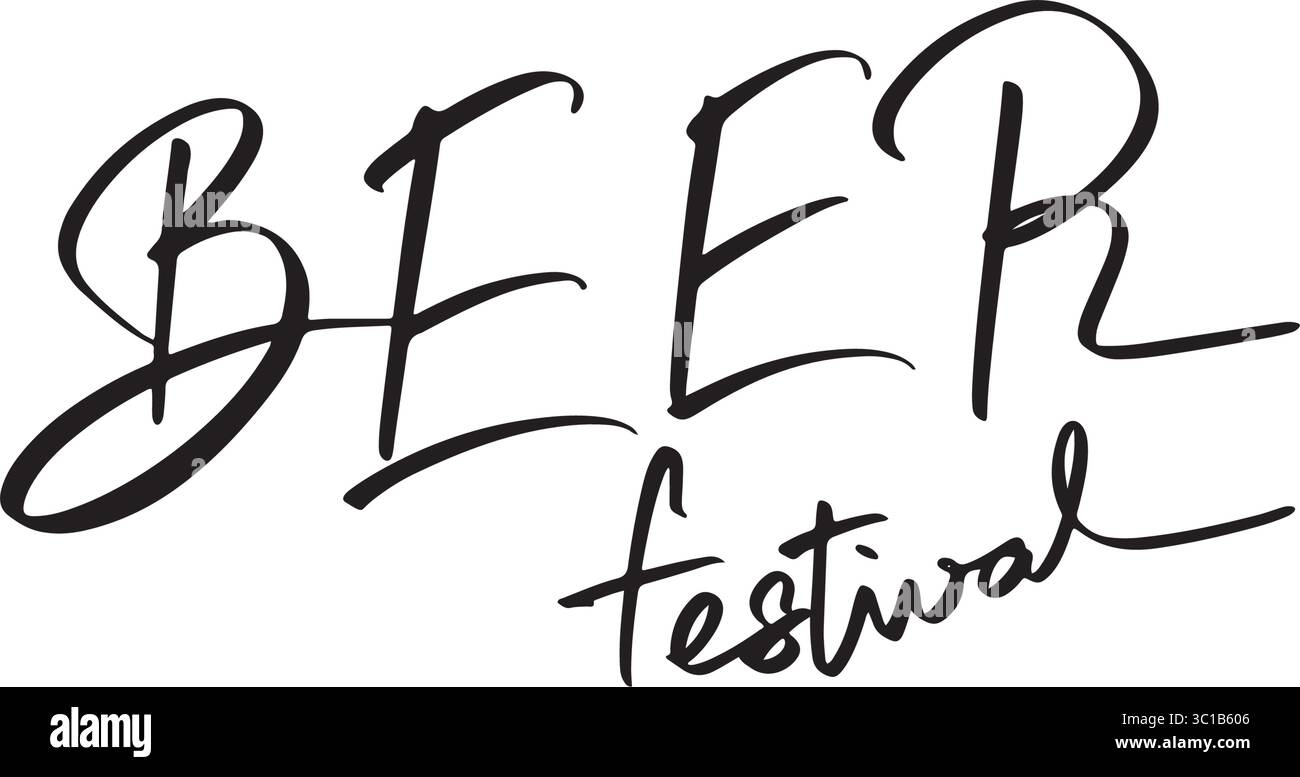 festival della birra oktoberfest testo font calligrafia scritta a mano scritta oggetto di colore nero icona festival della birra ottobre oktoberfest bevande alcoh Illustrazione Vettoriale