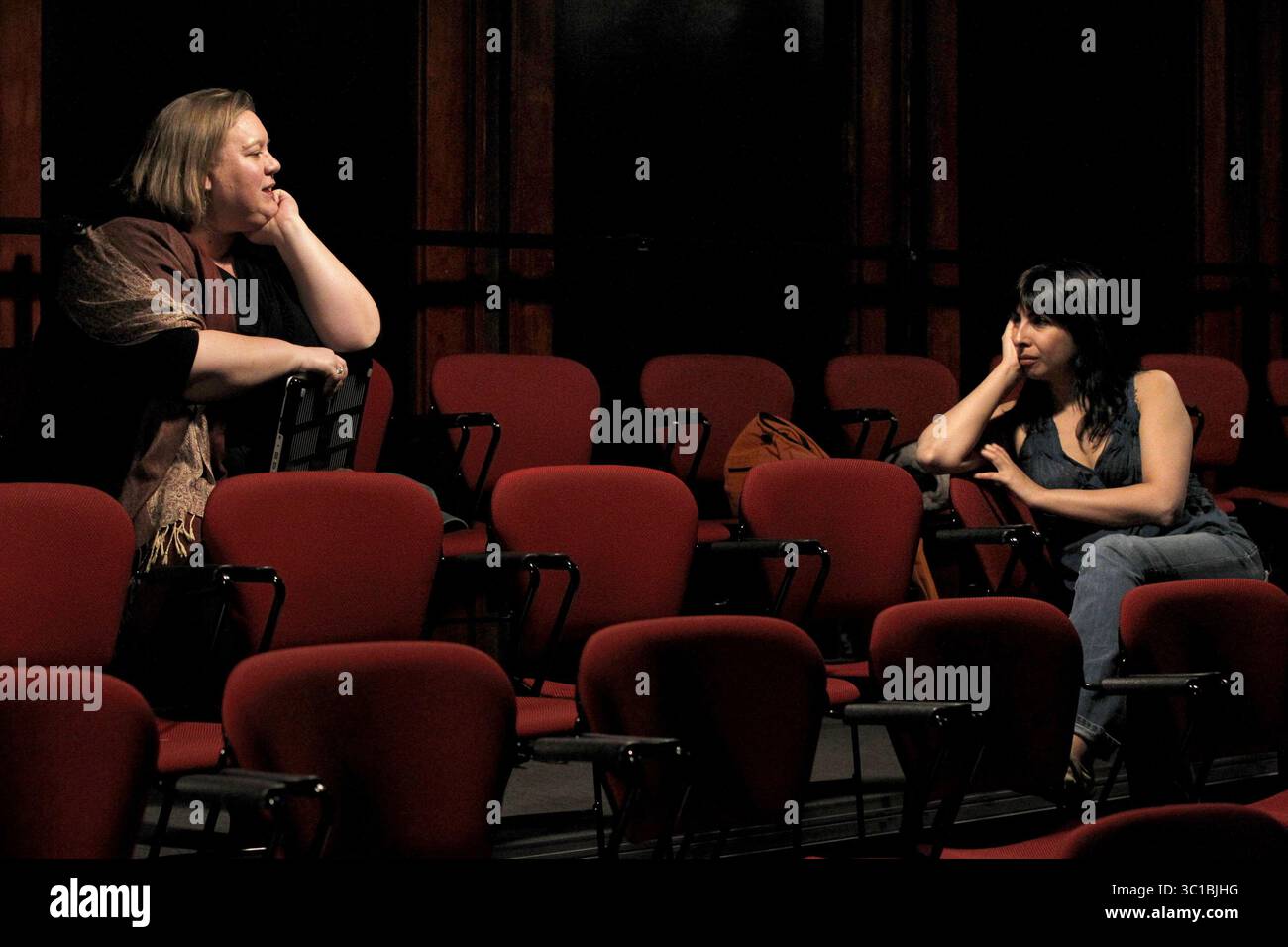 4 aprile 2012 - Minneapolis, Stati Uniti - l'evoluzione della prima lettura pubblica di un drammaturgo, iniziata venerdì - si è conclusa con una performance dal vivo lunedì al Playwrights' Center di Minneapolis, Minnesota. La commedia è stata scritta dal drammaturgo Aditi Brennan Kapil, diretto da Jeremy B. Cohen, Brahmani interpretato da Debargo Sanyal, spalla e chitarrista, J interpretato da Tyson Forbes [ ´   assegnazioni #20022780A  30 marzo 2011  LUG: Playwright04xx  INFORMAZIONI AGGIUNTIVE: Ruth Easton New Play Series al Minneapolis Playwrights' Center. Dramaturg, Wendy Weckwerth e Stage Manager, Callie Meiners. (Immagine di credito: Tom Foto Stock