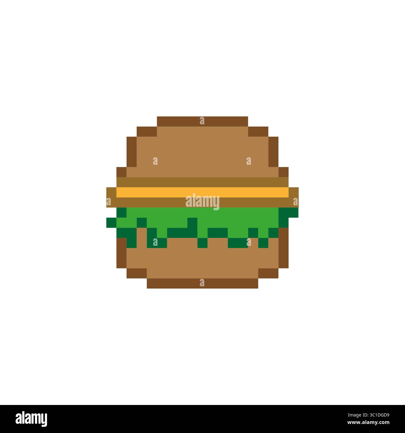 Icona Pixel Burger. Pasto fast food. Illustrazione del vettore hamburger. Delizioso snack. Illustrazione Vettoriale