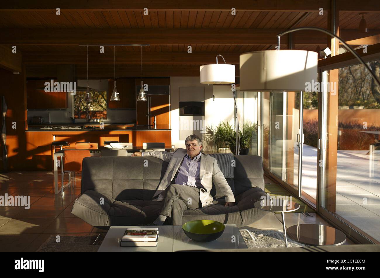 29 ottobre 2015 - St. Paul, Minnesota, Stati Uniti - Larry Millett fotografato nella Buck House 1956 di St. Paul martedì pomeriggio. L'autore Larry Millett ha pubblicato un nuovo libro di architettura, "Minnesota Modern". Fu fotografato in una delle gemme della metà del secolo presenti nel suo nuovo libro, The Buck House, costruito nel 1956 a St. Paul. (Immagine di credito: Jeff Wheeler/Minneapolis Star Tribune/TNS via cavo ZUMA) Foto Stock
