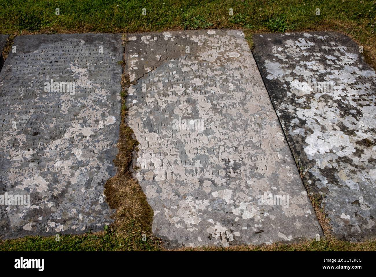 Lapidi nel terreno della St Davids Cathedral nel Pembrokeshire West Wales UK Foto Stock