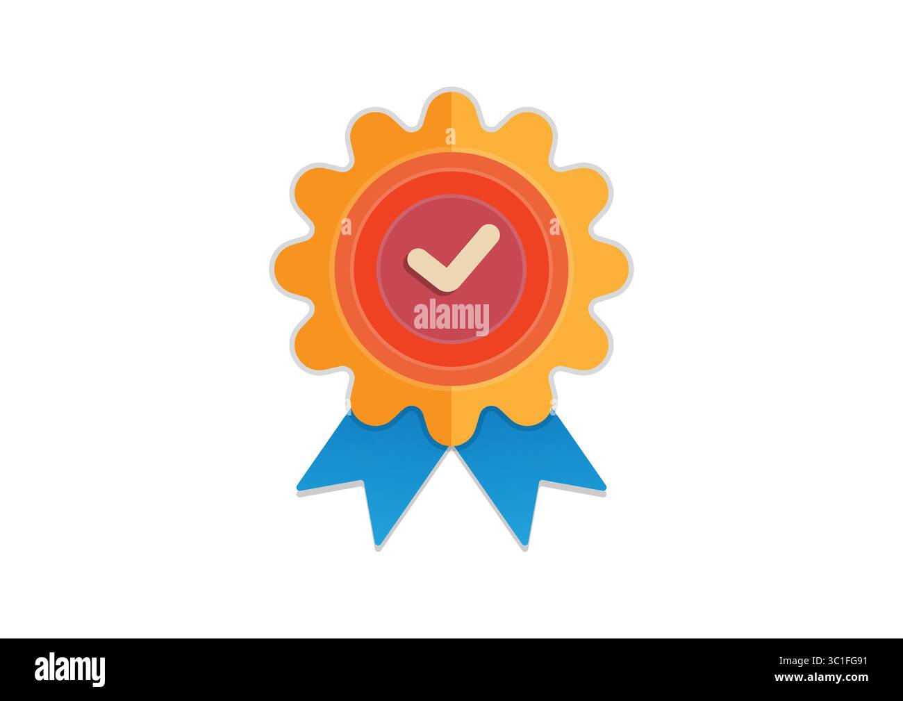 Icona del distintivo con nastro e segno di spunta – Certified Quality Emblem Vector Illustrazione Vettoriale