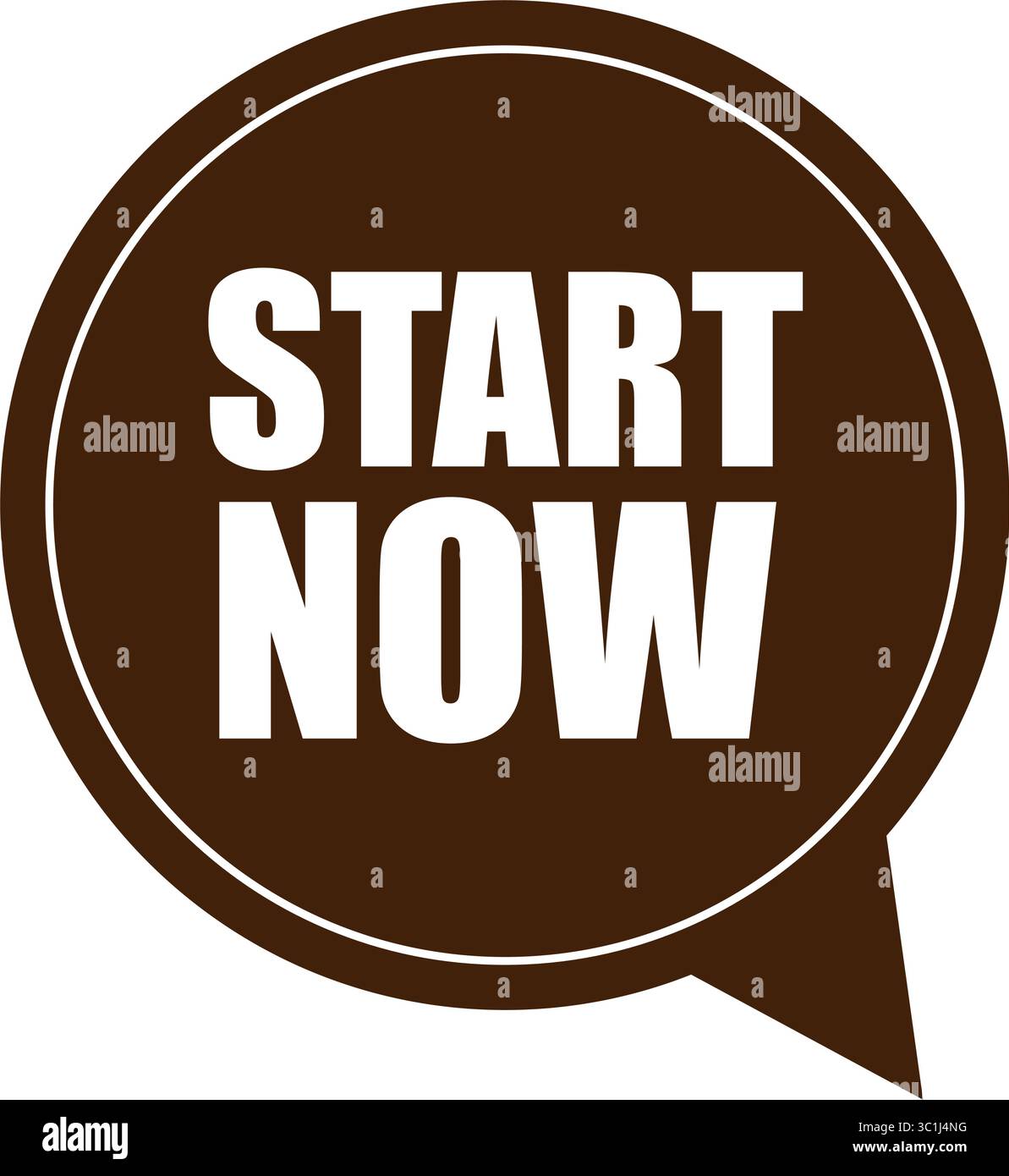 Pulsante di chiamata all'azione "Avvia ora" icona a forma di bolla vocale vettoriale Illustrazione Vettoriale