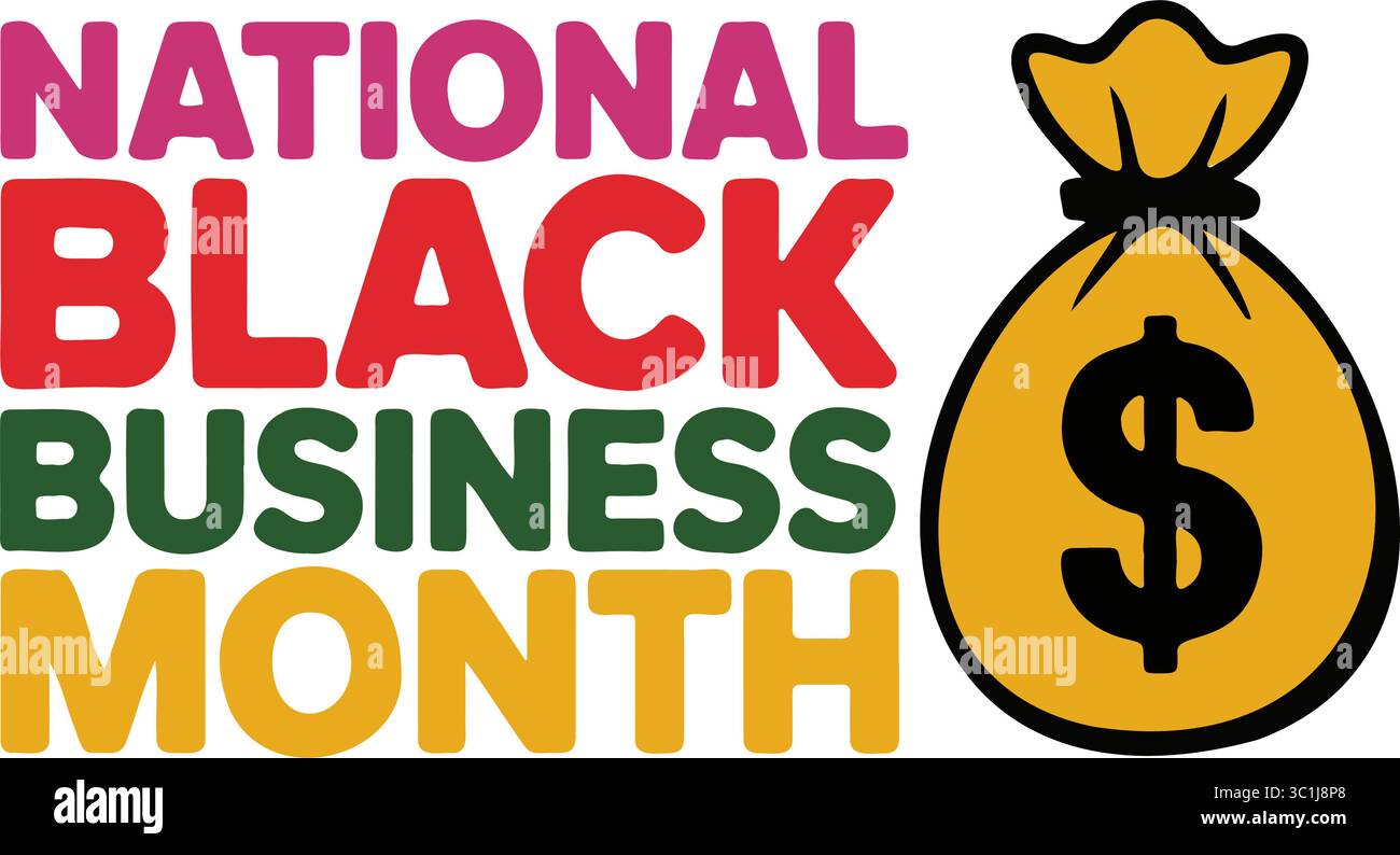 Grafica vettoriale National Black Business Month con l'icona della borsa Illustrazione Vettoriale