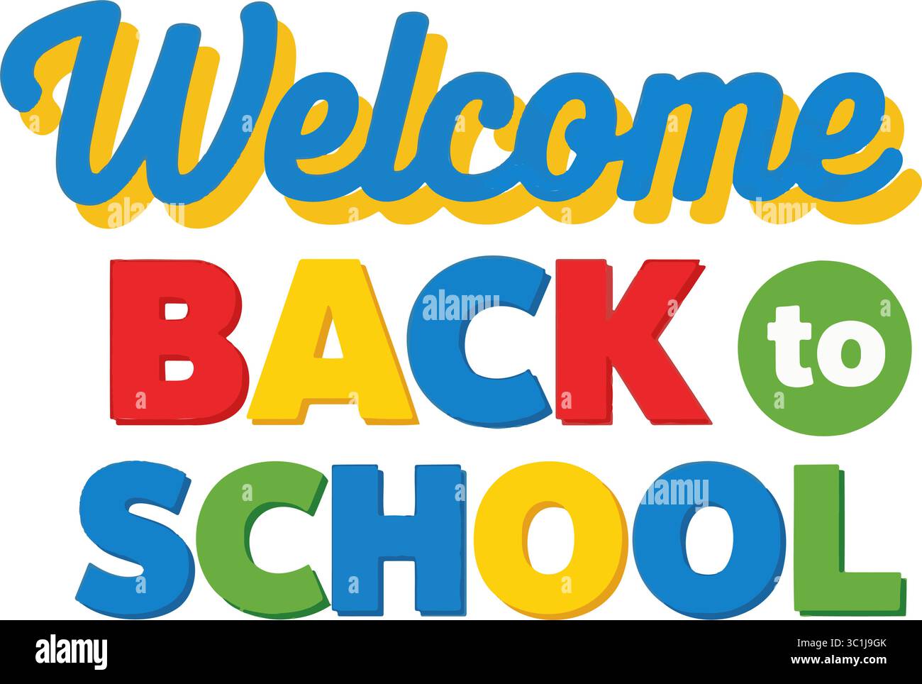Colorata tipografia vettoriale "Welcome Back to School" Illustrazione Vettoriale