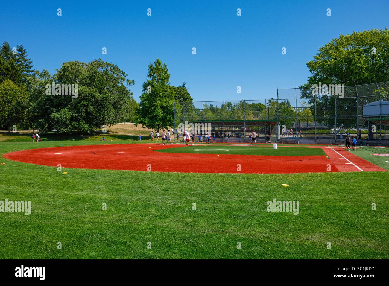 Il campo interno del Variety Challenger Field a Hillcrest Park, Vancouver, British Columbia. Foto Stock