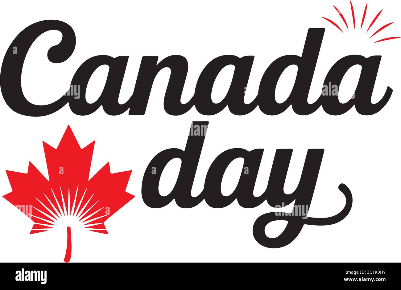Canada Day script Typography with Stysed Maple Leaf Illustrazione Vettoriale