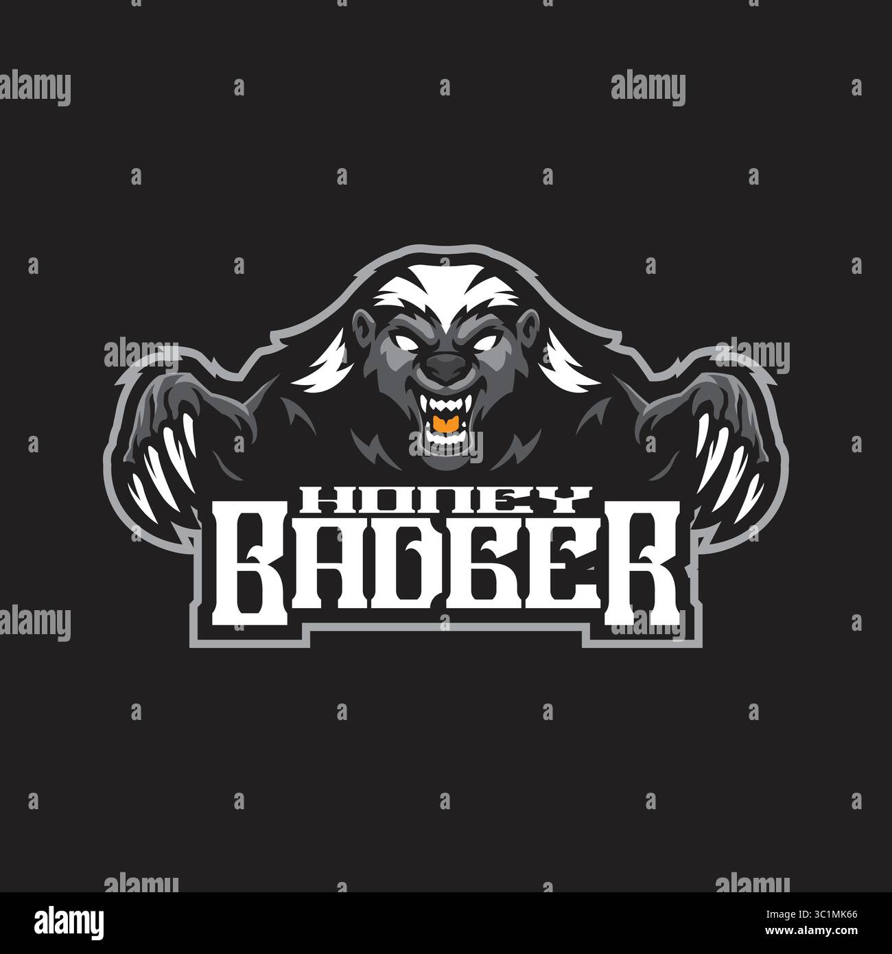 Logo Badger con mascotte in stile moderno per la stampa di badge, stemmi e t shirt. Illustrazione del tasso di rabbia per la squadra sportiva. Illustrazione Vettoriale