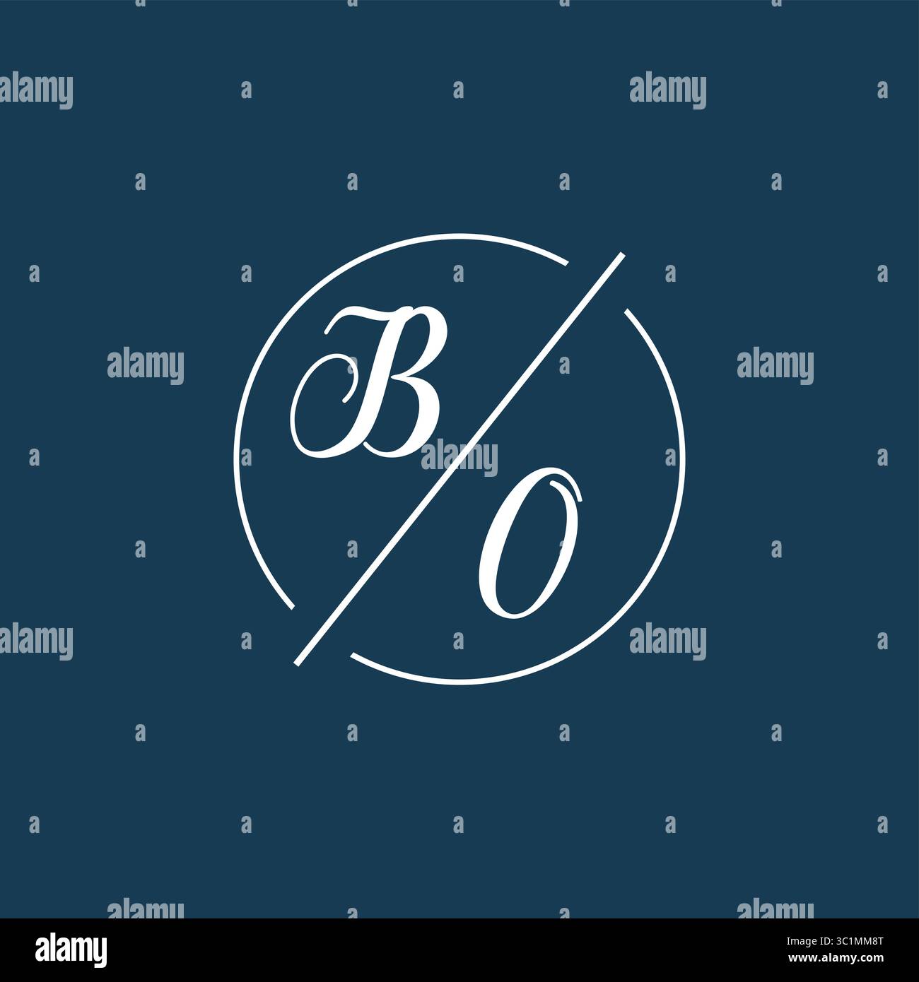 Lettera iniziale monogramma del logo BO con grafica vettoriale vettoriale stile linea circolare Illustrazione Vettoriale