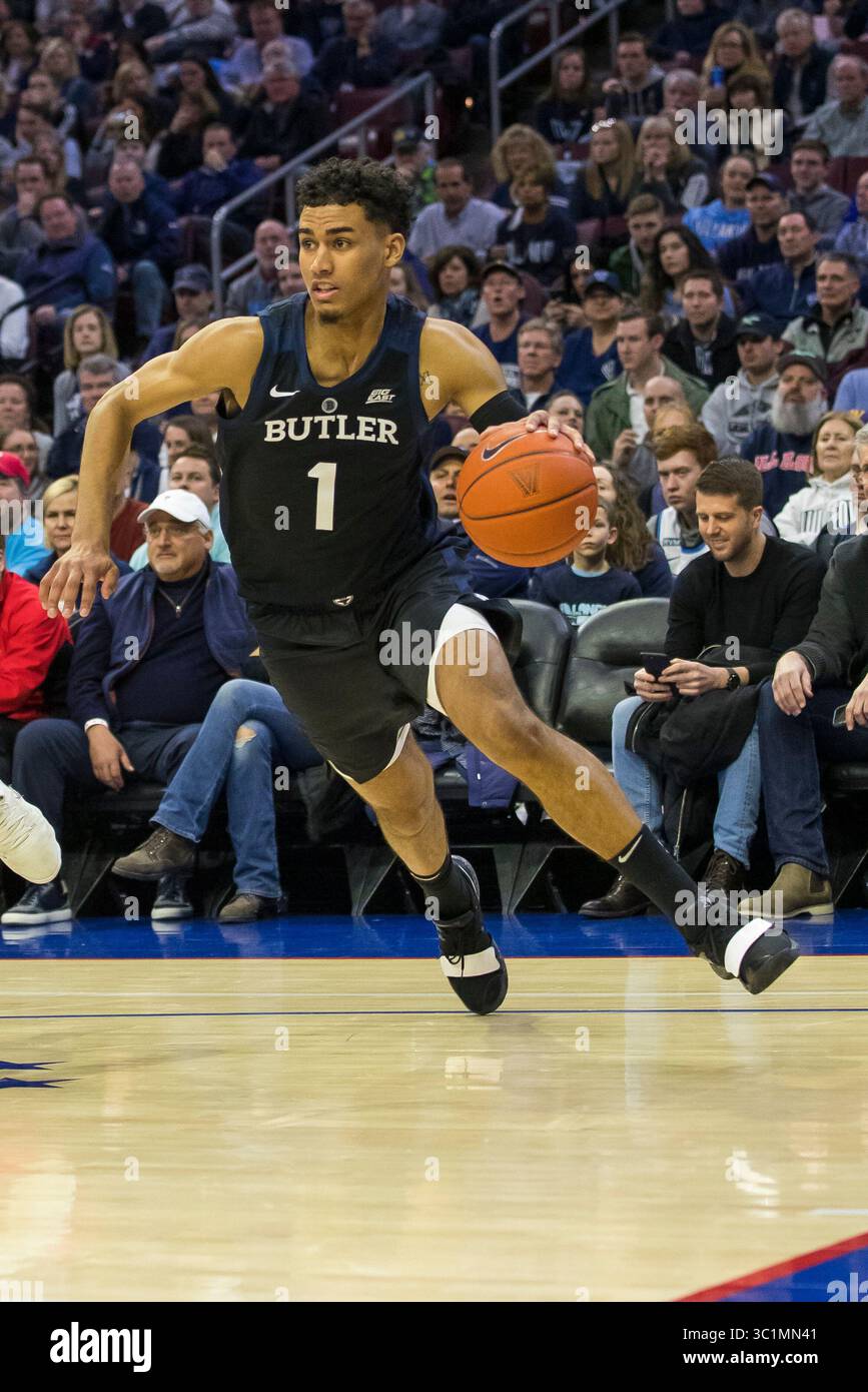 2 marzo 2019: L'attaccante dei Butler Bulldogs Jordan Tucker (1) in azione durante la partita di basket NCAA tra i Butler Bulldogs e i Villanova Wildcats al Wells Fargo Center di Philadelphia, Pennsylvania.(Credit Image: &Copy; Chris Szagola/CSM via ZUMA Wire) Foto Stock