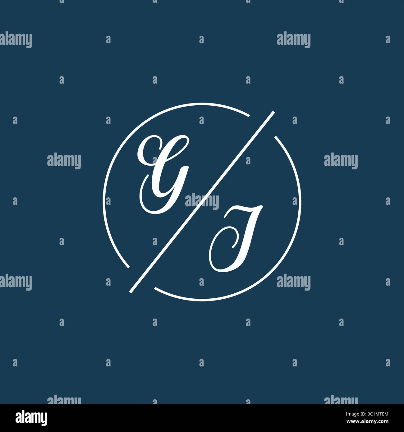 Monogramma iniziale con logo gi lettera con grafica vettoriale vettoriale stile linea circolare Illustrazione Vettoriale