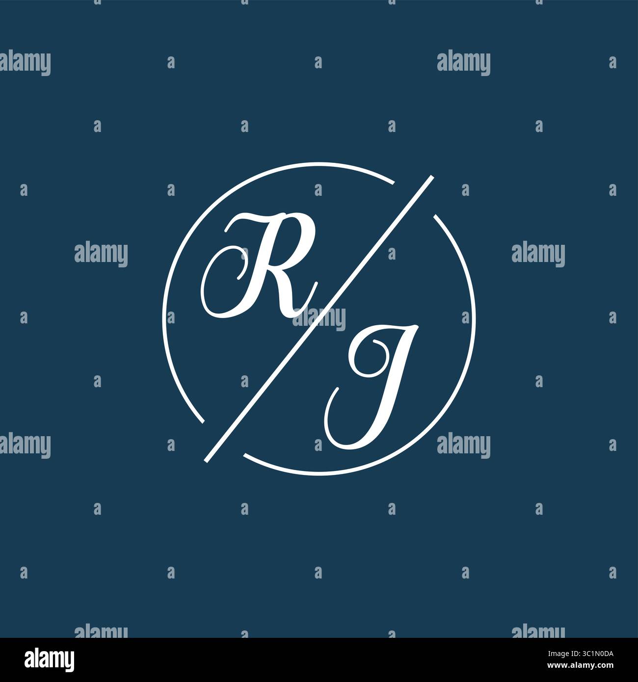 Lettera iniziale logo RJ monogramma con grafica vettoriale vettoriale stile linea circolare Illustrazione Vettoriale
