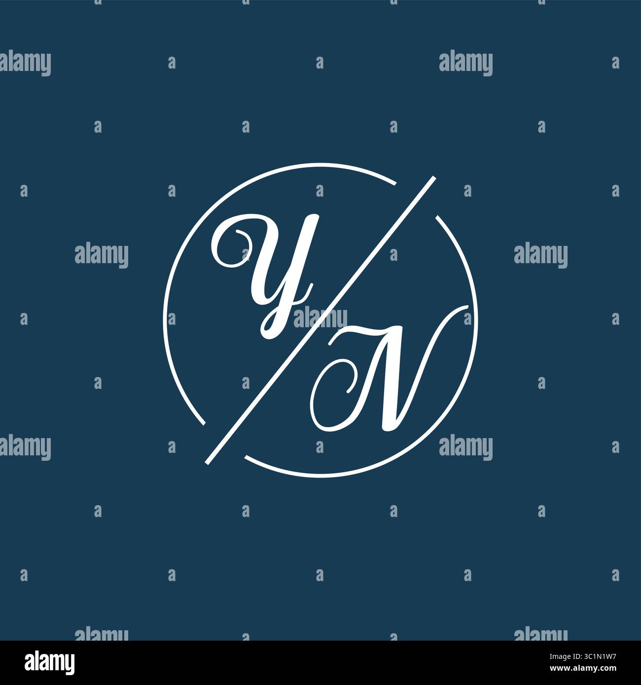 Lettera iniziale monogramma logo YN con grafica vettoriale vettoriale stile linea circolare Illustrazione Vettoriale