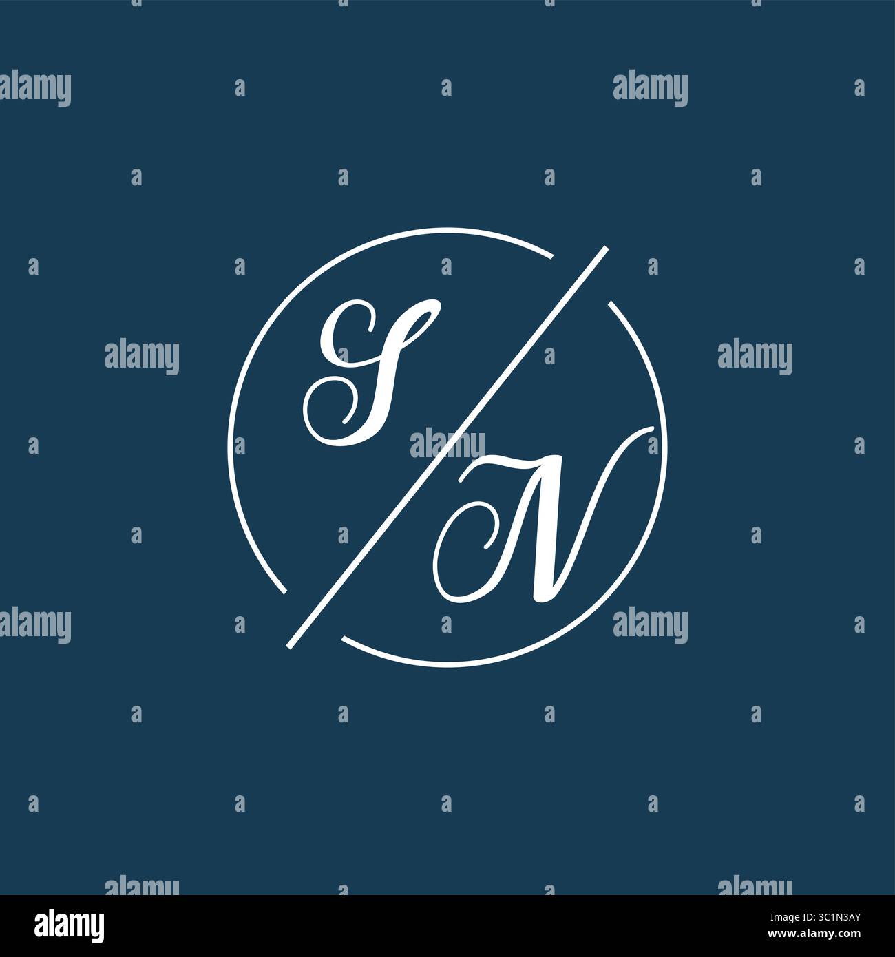 Lettera iniziale monogramma logo SN con grafica vettoriale vettoriale stile linea circolare Illustrazione Vettoriale