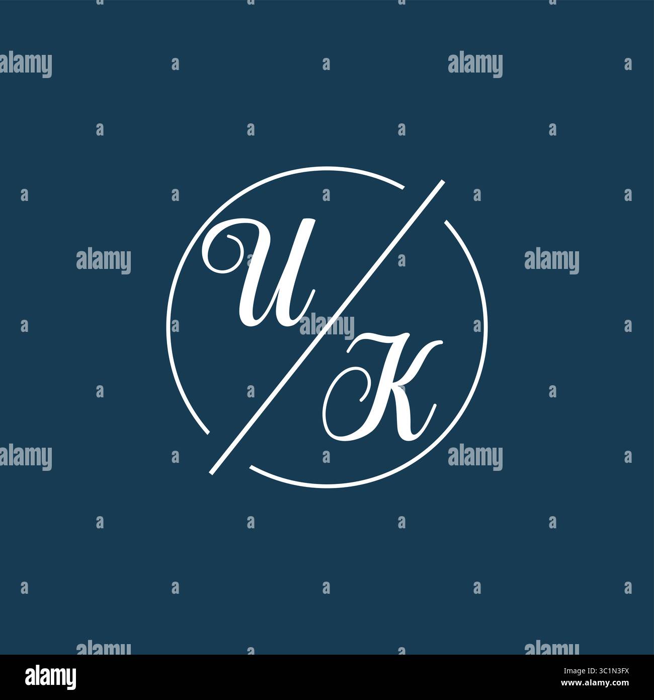 Lettera iniziale monogramma logo UK con grafica vettoriale vettoriale stile linea circolare Illustrazione Vettoriale