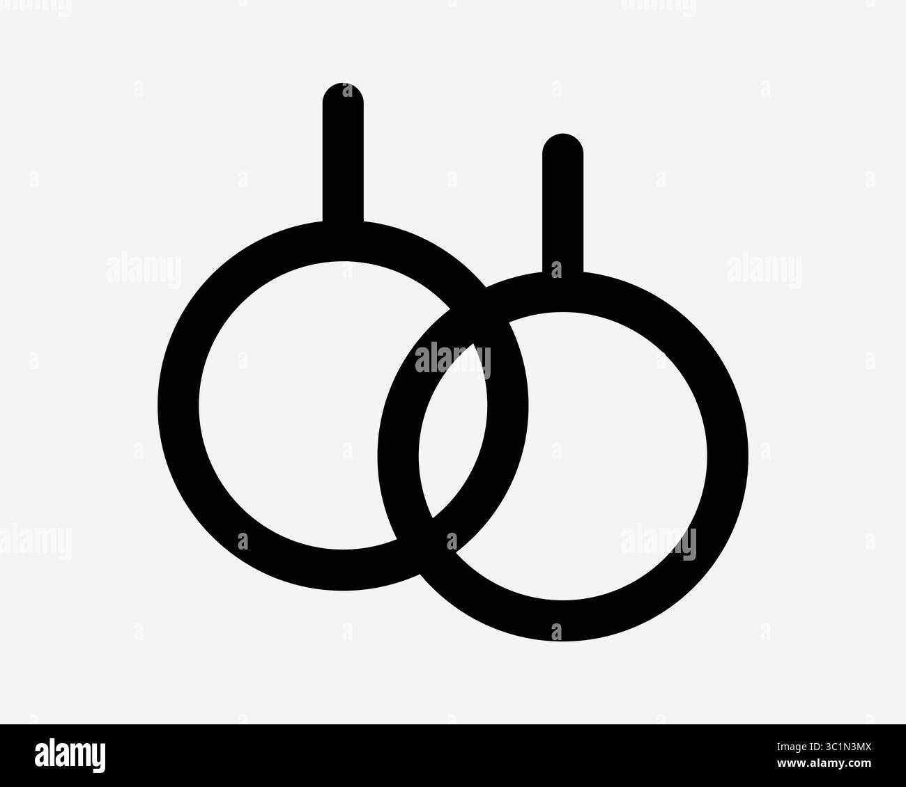 Ginnastica anello mano palestra atleta esercizio fitness allenamento di forza allenamento di callisthenics Hang icona bianco nero simbolo simbolo grafica vettoriale Illustrazione Vettoriale