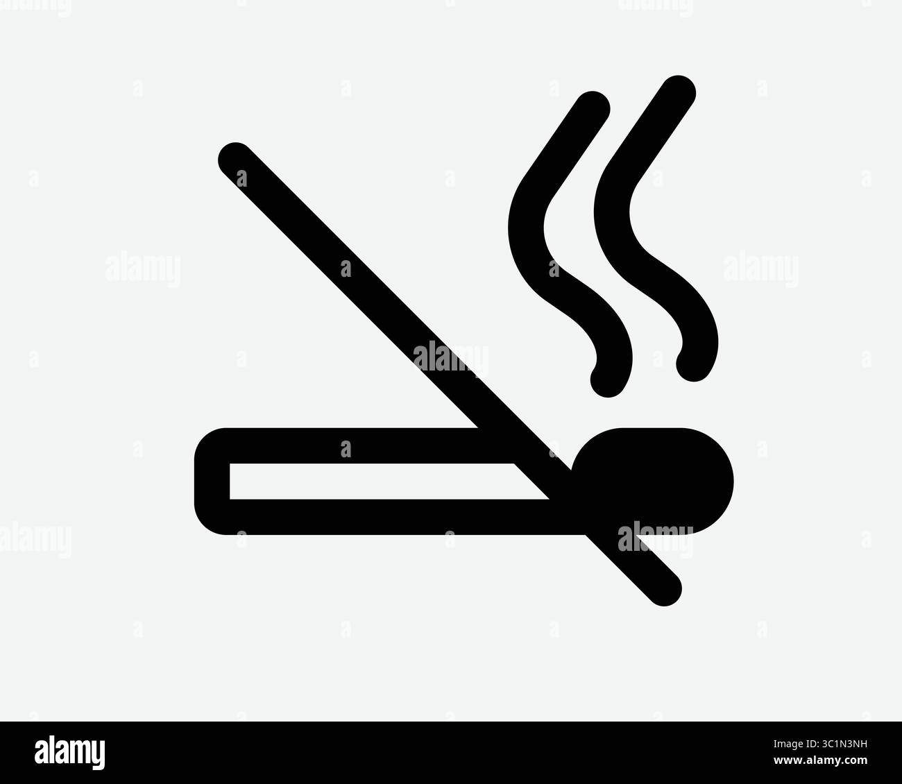 Icona vietato fumare sigarette divieto fumare non consentito non vietare restrizioni legge sulla regola regola simbolo vettore bianco nero grafica grafica grafica Illustrazione Vettoriale