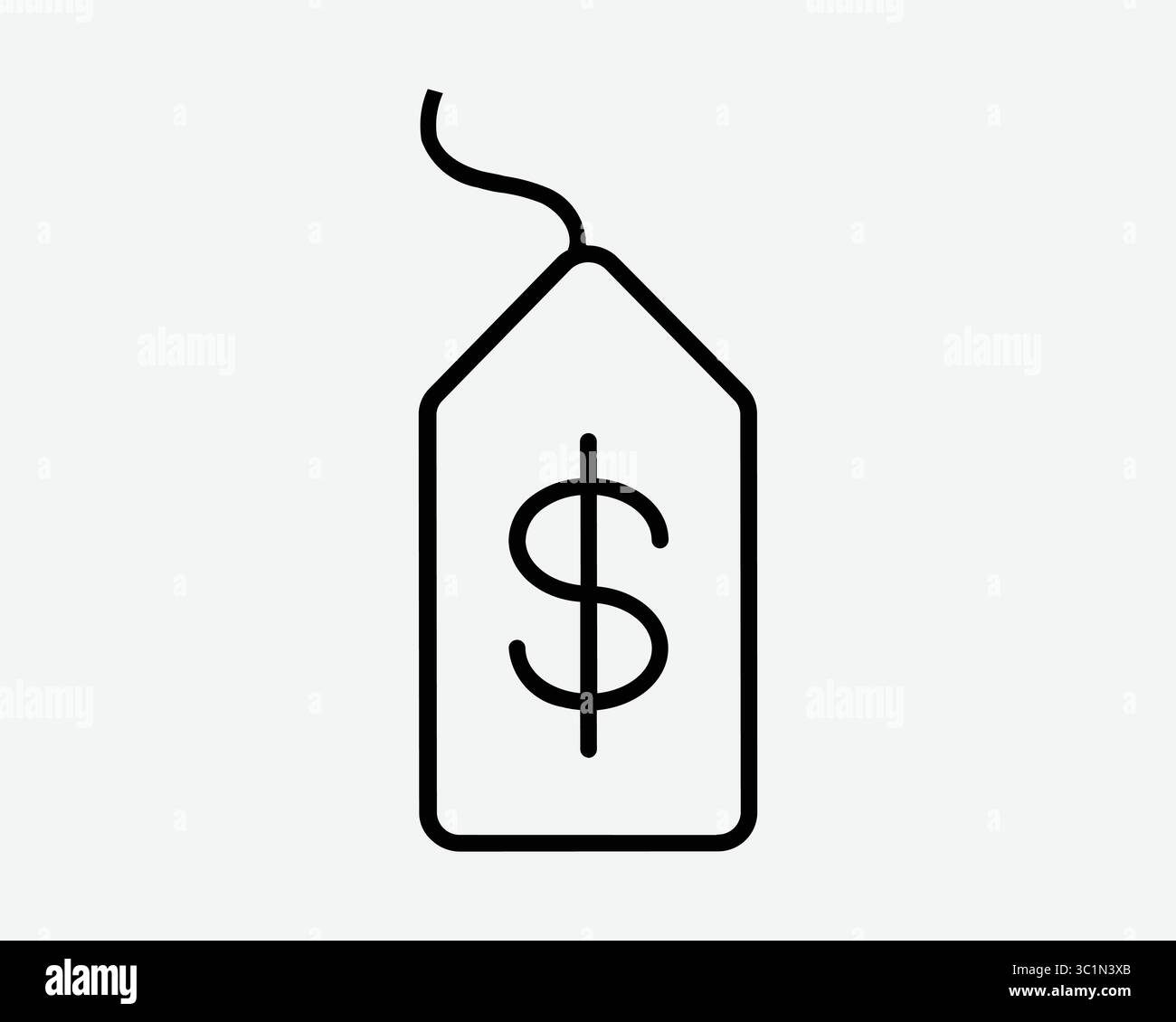 Etichetta prezzo linea Dollar Descrizione prezzo vendita etichetta promozione Marketing offerta al dettaglio icona negozio simbolo simbolo simbolo illustrazione bianco nero Illustrazione Vettoriale