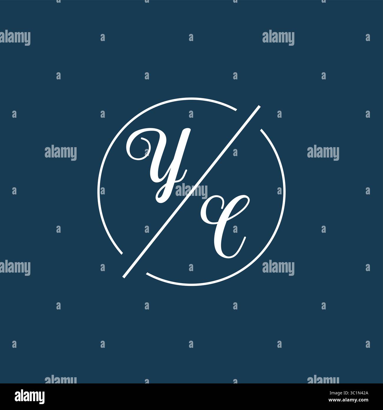 Lettera iniziale logo YC monogramma con grafica vettoriale stile linea circolare Illustrazione Vettoriale
