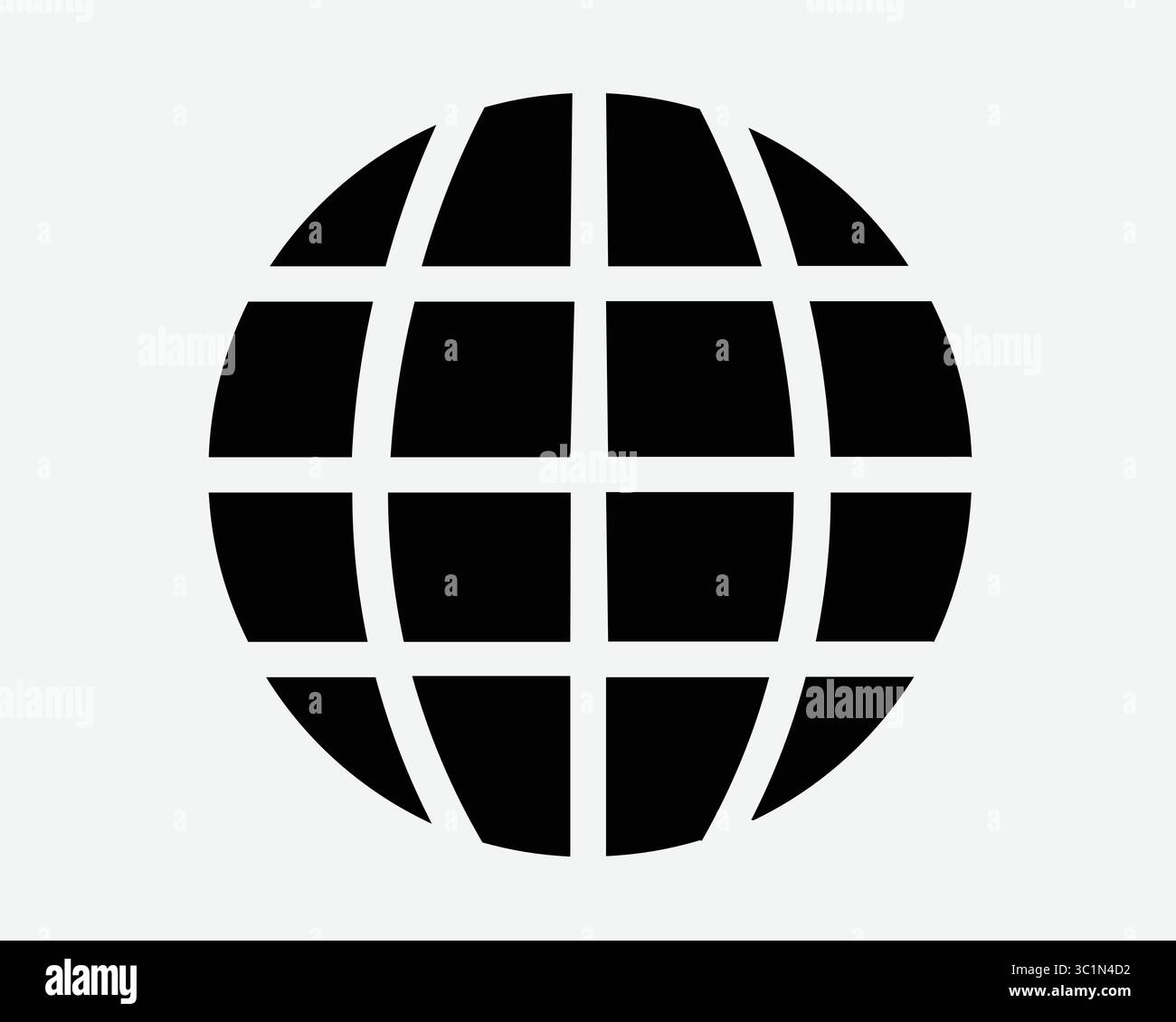 Sfera sfera Global Round World griglia globale cornice quadrata Terra pianeta Business Network disco icona bianco nero simbolo Vector Illustration Artwor Illustrazione Vettoriale