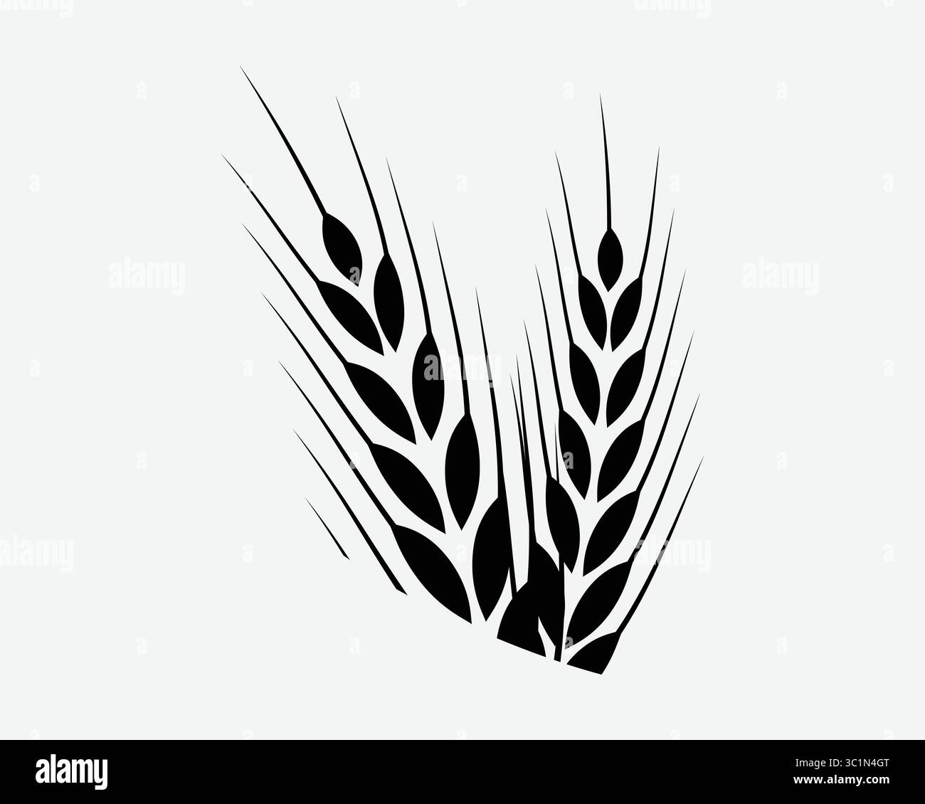 Grano erba Rice Plant Platation Crop Farm Farming Leaf Agriculture Field Plants Organic Nature Black White Vector Icon Sign Symbol Graphic ArtWork Illustrazione Vettoriale