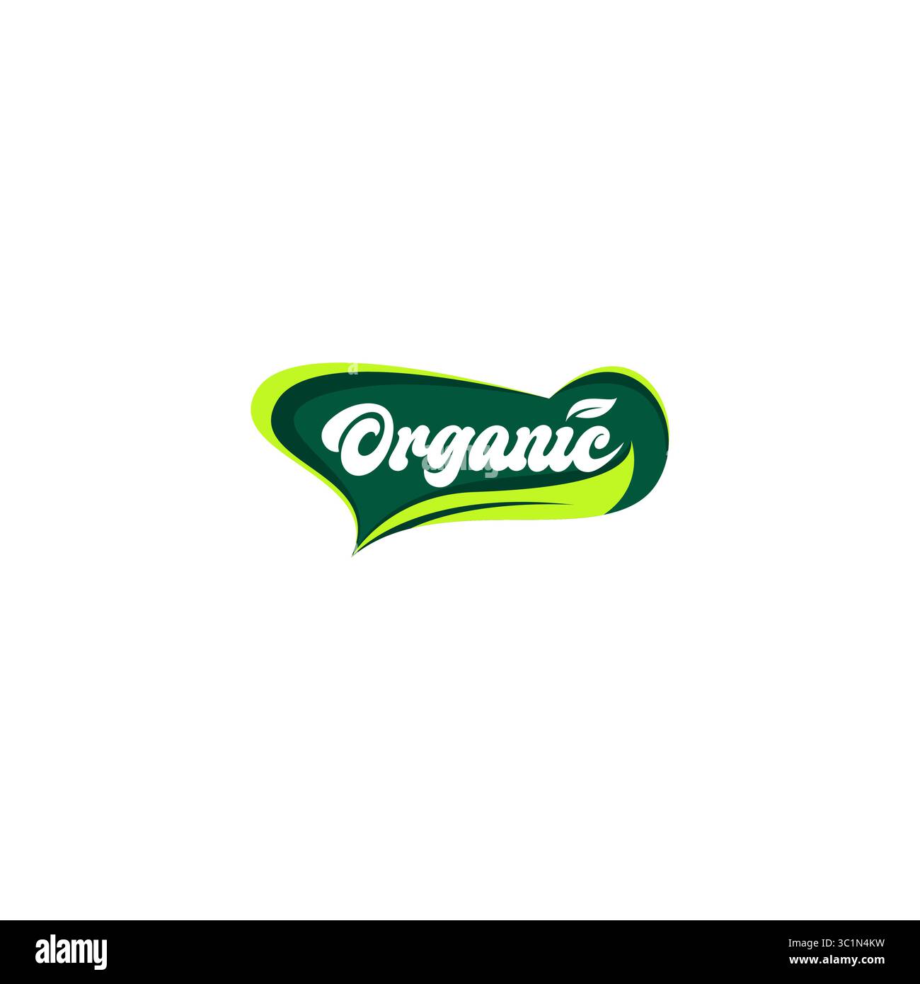 Icona organica. etichetta del prodotto organico al 100%. Logo per alimenti biologici. Adesivo di prodotto sano, naturale, ecologico. Emblema verde da utilizzare nell'industria alimentare Illustrazione Vettoriale