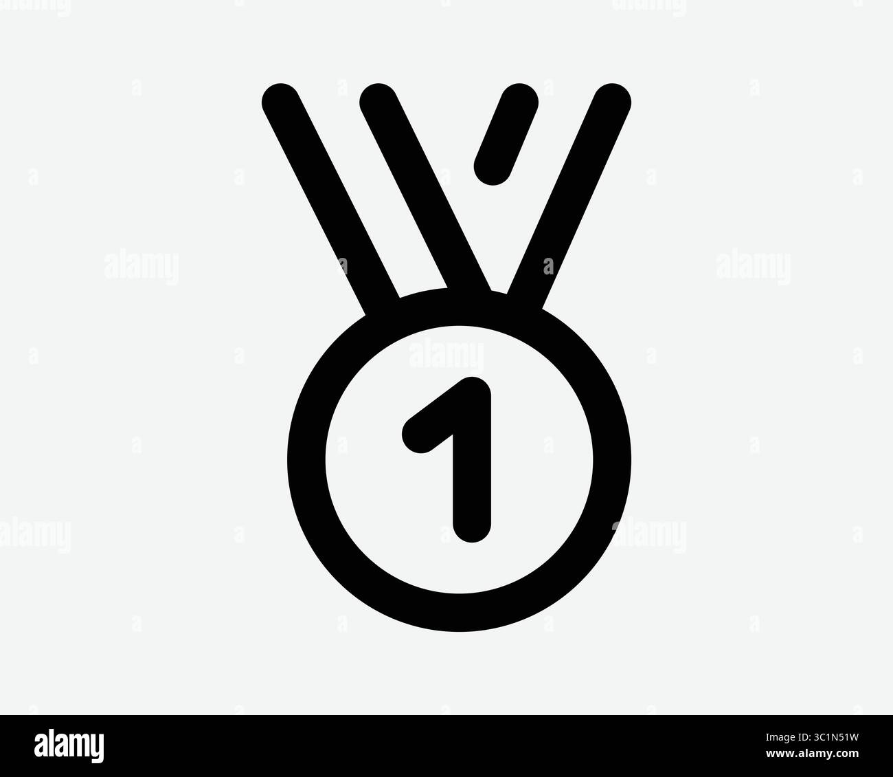 Vincitore della medaglia al primo posto premio Champion Prize Number One Position Win ha vinto l'icona del bianco nero del campionato Vector Sign Symbol Illustrazione Vettoriale