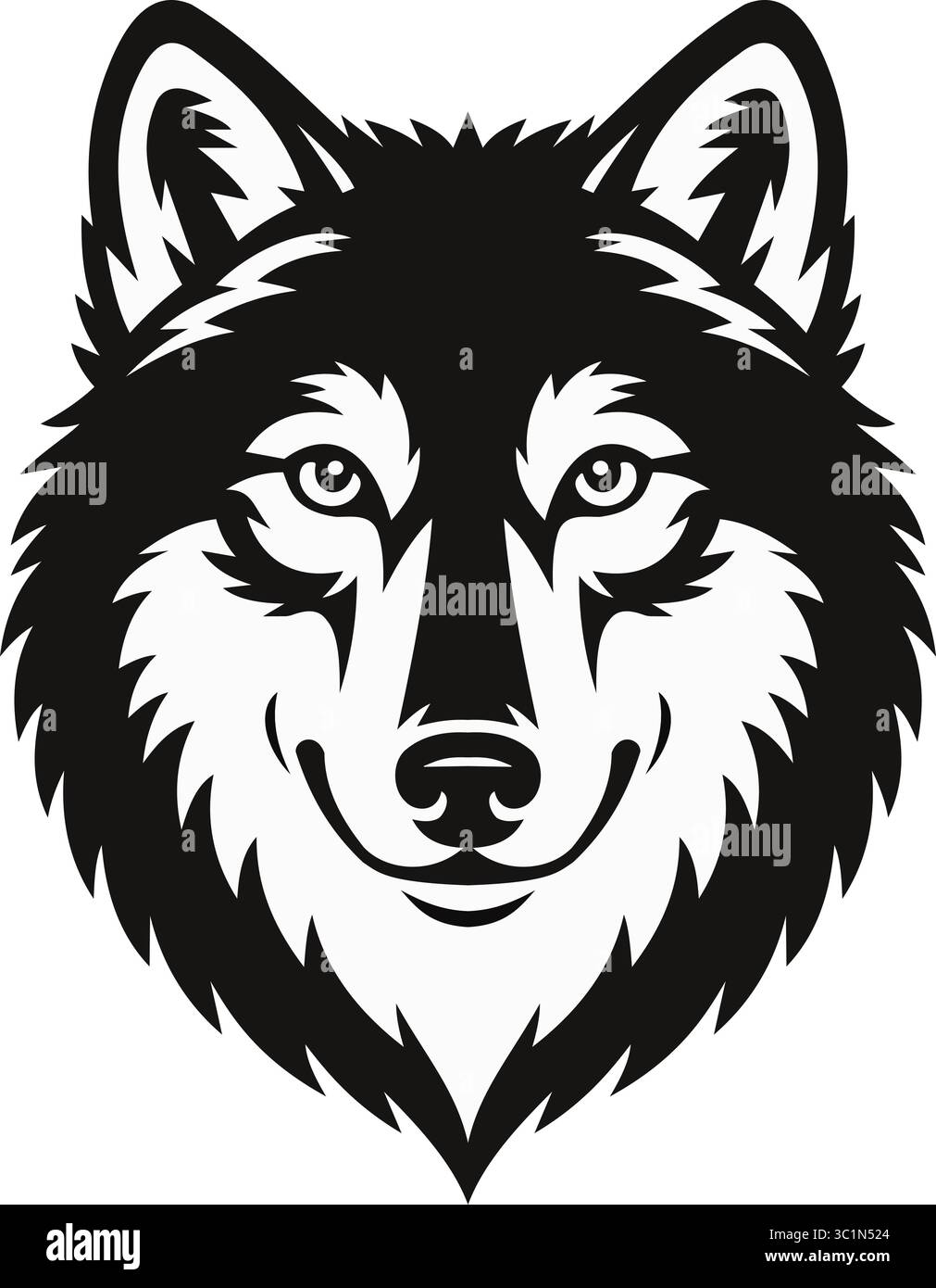 "Illustrazione della testa Wolf stilizzata" Illustrazione Vettoriale